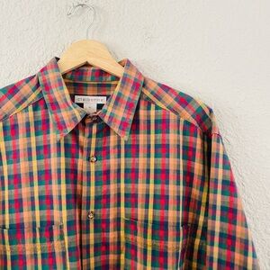 Liz Claiborne 90s Rainbow Print Button Up Long Sleeve Shirt